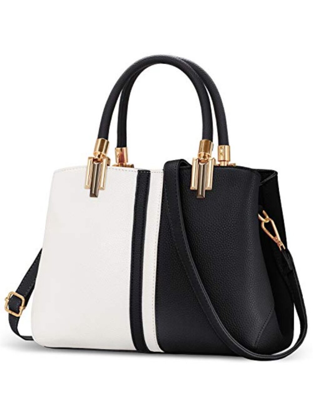 Faux Leather Satchel Tote Top-Handle Purse with Adjustable Strap